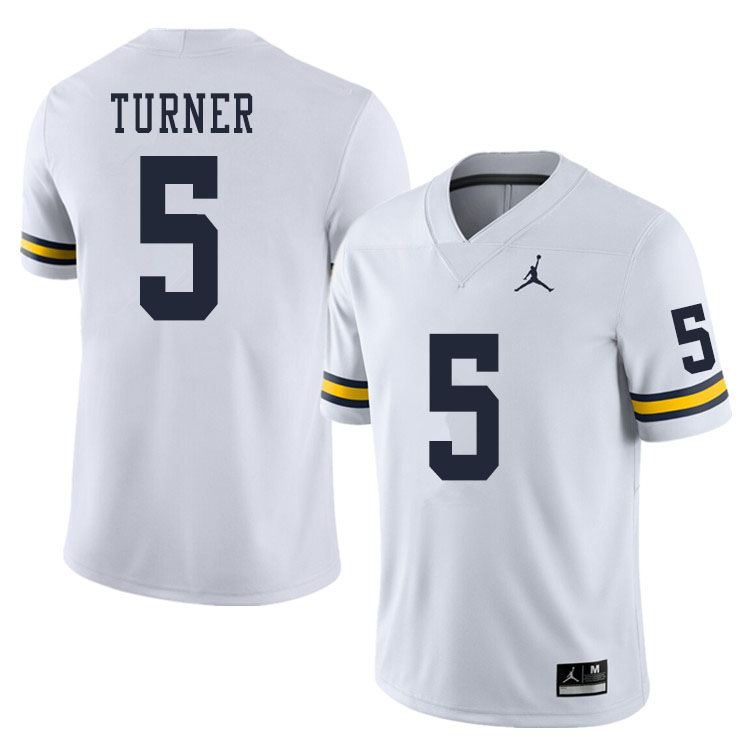 Men #5 DJ Turner Michigan Wolverines College Football Jerseys Sale-White